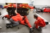 #64 Scuderia Corsa Ferrari 458 in the garage with mechanical issues