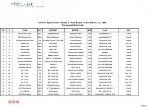 GT Sports Club - Paul Ricard - Provisional Entry List 17june.xls