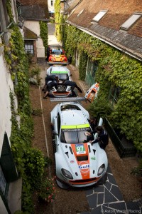 The modern-day crew working in the courtyard
