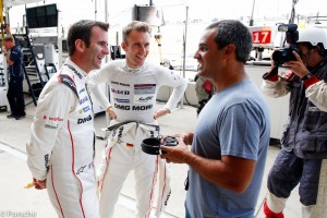 Porsche Team: Romain Dumas, Timo Bernhard, Juan Pablo Montoya (l-r)